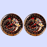 Bassin and Brown Astronomical Clock Cufflinks – Historic Design in Mint, Orange, Black and Gold