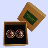 Bassin and Brown Astronomical Clock Cufflinks – Historic Design in Mint, Orange, Black and Gold