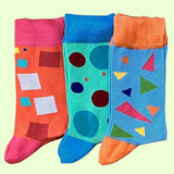 Bassin And Brown Three Pairs of Bamboo Socks Pack - Geometric Shapes and Multi Colours