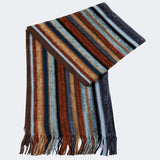 Bassin and Brown Barrington Multi Stripe Scarf - Orange, Blue, Grey and Brown