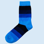 Bassin and Brown Wystan Multi Stripe Socks - Royal Blue, Cobalt Blue, Navy and Black.