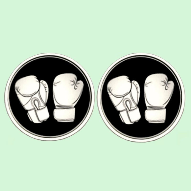 Bassin and Brown Boxing Gloves Cufflinks - Black and White