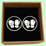 Bassin and Brown Boxing Gloves Cufflinks - Black and White