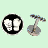 Bassin and Brown Boxing Gloves Cufflinks - Black and White