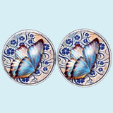 Bassin And Brown Butterfly Cufflinks - Blue and Grey