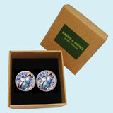 Bassin And Brown Butterfly Cufflinks - Blue and Grey