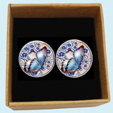 Bassin And Brown Butterfly Cufflinks - Blue and Grey