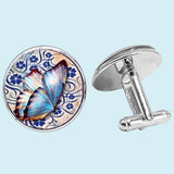Bassin And Brown Butterfly Cufflinks - Blue and Grey