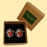 Bassin And Brown Butterfly Cufflinks - Red and Yellow