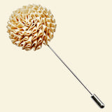 Bassin And Brown Chrysanthemum Flower Jacket Lapel Pin - Beige