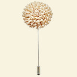 Bassin And Brown Chrysanthemum Flower Jacket Lapel Pin - Beige