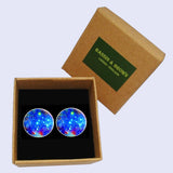 Bassin and Brown Cosmic Space Nebula Cufflinks – Blue and White