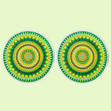 Bassin and Brown Concentric Circles Cufflinks – Green and Yellow