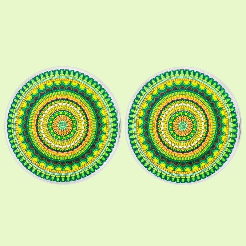 Bassin and Brown Concentric Circles Cufflinks – Green and Yellow