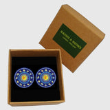 Bassin and Brown Constellation Symbols Cufflinks - Blue and Yellow