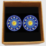 Bassin and Brown Constellation Symbols Cufflinks - Blue and Yellow