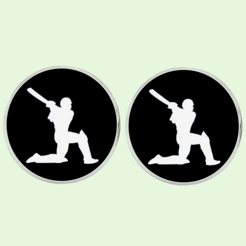 Bassin and Brown Cricketer Cufflinks - Black and White