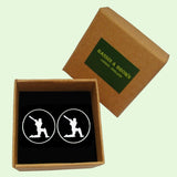 Bassin and Brown Cricketer Cufflinks - Black and White