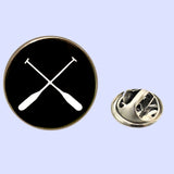 Bassin and Brown Crossed Oars Rowing Lapel Pin - Black and White