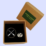 Bassin and Brown Crossed Oars Rowing Lapel Pin - Black and White