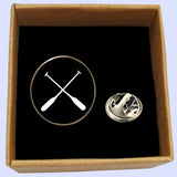 Bassin and Brown Crossed Oars Rowing Lapel Pin - Black and White
