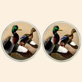 Bassin And Brown Mallard Ducks Cufflinks - Brown, White and Green