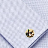 Bassin And Brown Mallard Ducks Cufflinks - Brown, White and Green