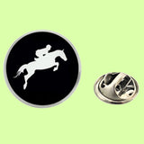 Bassin and Brown Equestrian Show Jumper Lapel Pin - Black and White