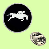 Bassin and Brown Equestrian Show Jumper Lapel Pin - Black and White