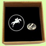 Bassin and Brown Equestrian Show Jumper Lapel Pin - Black and White