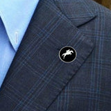 Bassin and Brown Equestrian Show Jumper Lapel Pin - Black and White