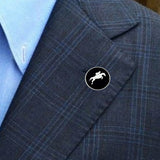 Bassin and Brown Equestrian Show Jumper Lapel Pin - Black and White