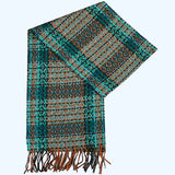 Bassin and Brown Fielding Overstitched Wool Scarf- Blue, Turquoise, Gold and Red
