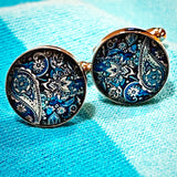 Bassin and Brown Paisley Cufflinks - Blue