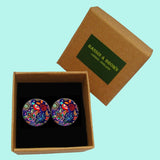 Bassin and Brown Flower and Bird Cufflinks - Multi Coloured