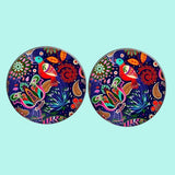 Bassin and Brown Flower and Bird Cufflinks - Multi Coloured