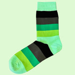 Bassin and Brown Wystan Multi Stripe Socks  - Green, Lime, Mint, Brown and Black