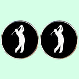 Bassin and Brown Golfer Cufflinks - Black and White