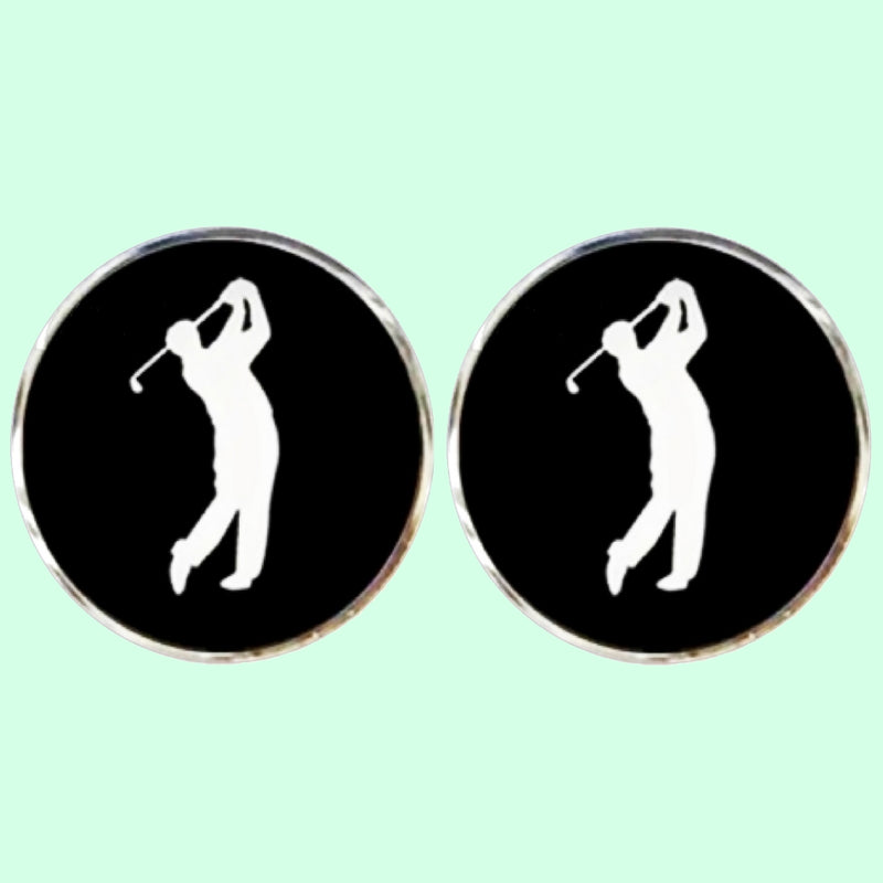 Bassin and Brown Golfer Cufflinks - Black and White