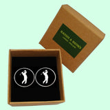 Bassin and Brown Golfer Cufflinks - Black and White