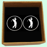 Bassin and Brown Golfer Cufflinks - Black and White