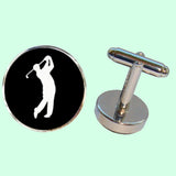 Bassin and Brown Golfer Cufflinks - Black and White