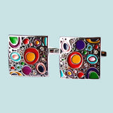 Bassin and Brown Hinton Bahaus Multi Colour Enamel Cufflinks