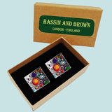 Bassin and Brown Hinton Bahaus Multi Colour Enamel Cufflinks