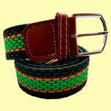 Bassin And Brown Horizontal Stripe Woven Elasticated Belt - Green, Orange and Bottle Green