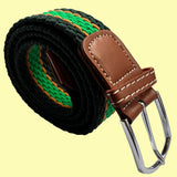 Bassin And Brown Horizontal Stripe Woven Elasticated Belt - Green, Orange and Bottle Green