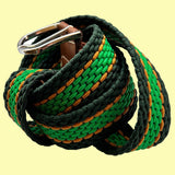 Bassin And Brown Horizontal Stripe Woven Elasticated Belt - Green, Orange and Bottle Green