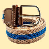 Bassin And Brown Horizontal Stripe Woven Elasticated Belt - Beige And Electric Blue