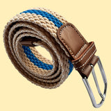 Bassin And Brown Horizontal Stripe Woven Elasticated Belt - Beige And Electric Blue