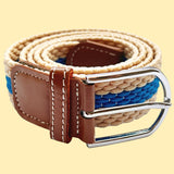 Bassin And Brown Horizontal Stripe Woven Elasticated Belt - Beige And Electric Blue